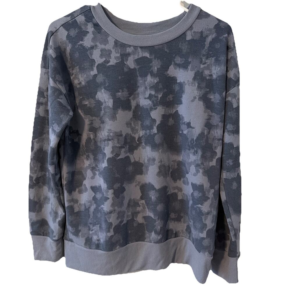 Mondetta Women's Blue Gray Floral Camo Print Sweatshirt Size S